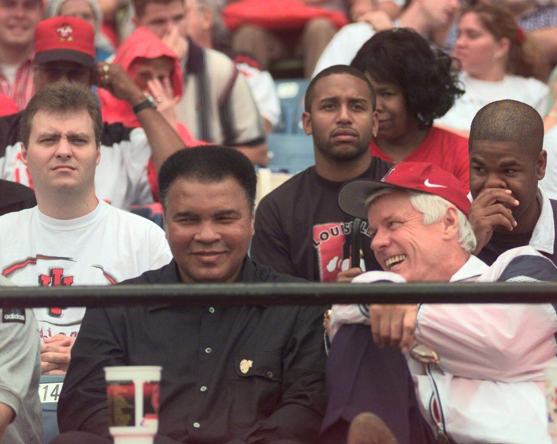 University of Louisville vs. Penn St. at Cardinal Stadium in Louisville, Ky. Sept. 20, l997. Former heavyweight boxing champion Muhammad Ali sat with former Ky. Gov. John Y. Brown, Jr.