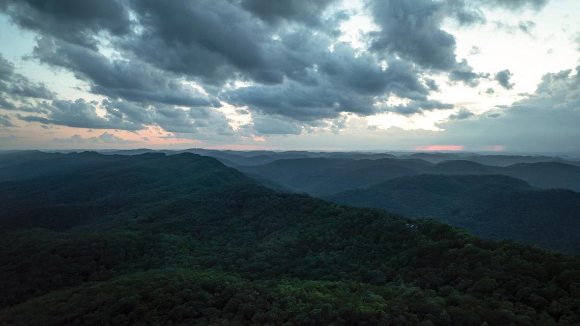 Dusk falls over Pine Mountain State Resort Park near Pineville.
