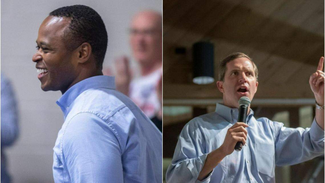 GOP gubernatorial candidate and Attorney General Daniel Cameron and Democratic Gov. Andy Beshear pictured above at pre-Fancy Farm events this weekend.