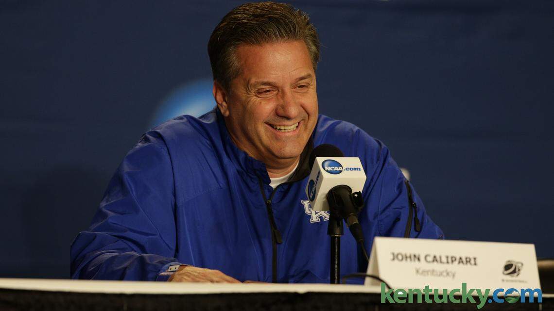 Kentucky coach John Calipari answered questions March 20 at a news conference after the Wildcats beat Hampton in the NCAA Tournament in Louisville. On Monday, Calipari was named an inductee into the Naismith Memorial Basketball Hall of Fame.