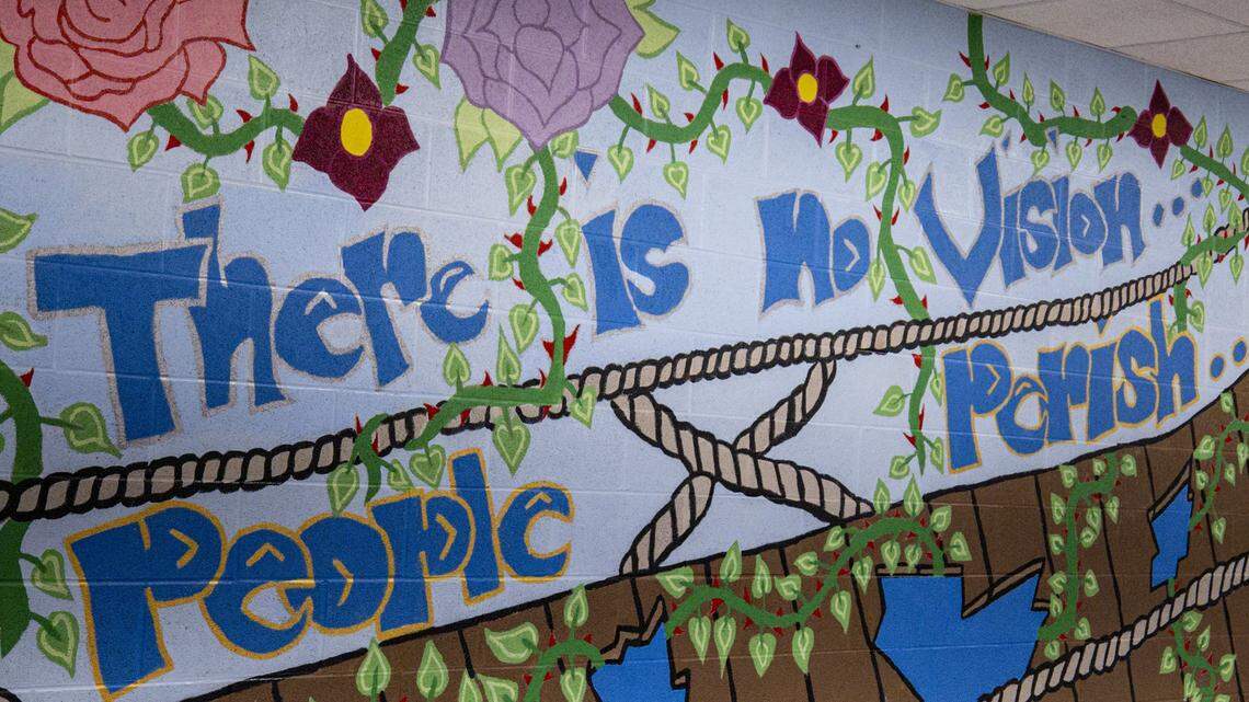 A mural is seen on the wall during a Second Chance Academy class on Thursday, Aug. 7, 2025, at Fayette County Detention Center in Lexington, Ky. 