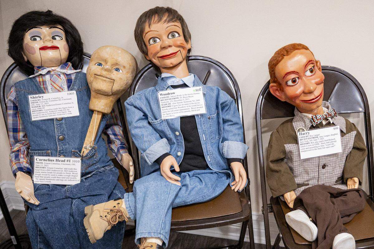 Dummies sit in chairs during a tour on Tuesday, Aug. 12, 2025, at Vent Haven Museum in Fort Mitchell, Ky. 
