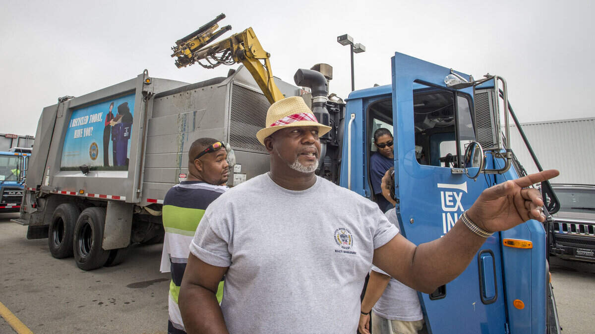 Equipment operator senior Dean Chambers explained to citizens how Lexington's garbage trucks work at Truckapalooza.