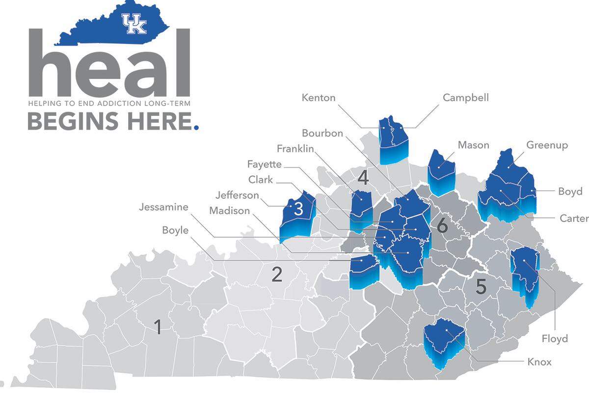 The University of Kentucky has won a $87 million federal grant to reduce opioid deaths by 40 percent in these 16 counties.