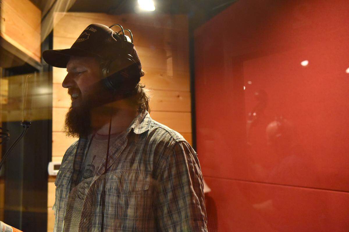 Arthur Hancock sings during a recording session for The Wooks second album in 2018.