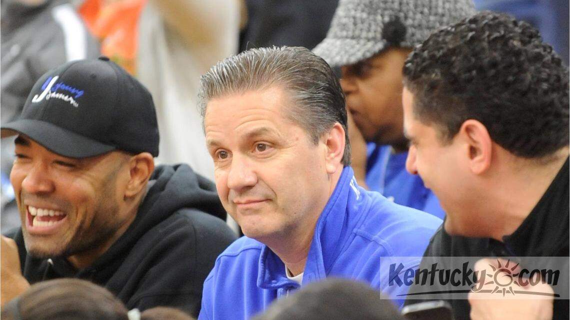 John Calipari watched from the stands as University of Kentucky signee James Young of Rochester, Mich., played a regional semifinal game in March 2013 (Photo by Ken Swart)