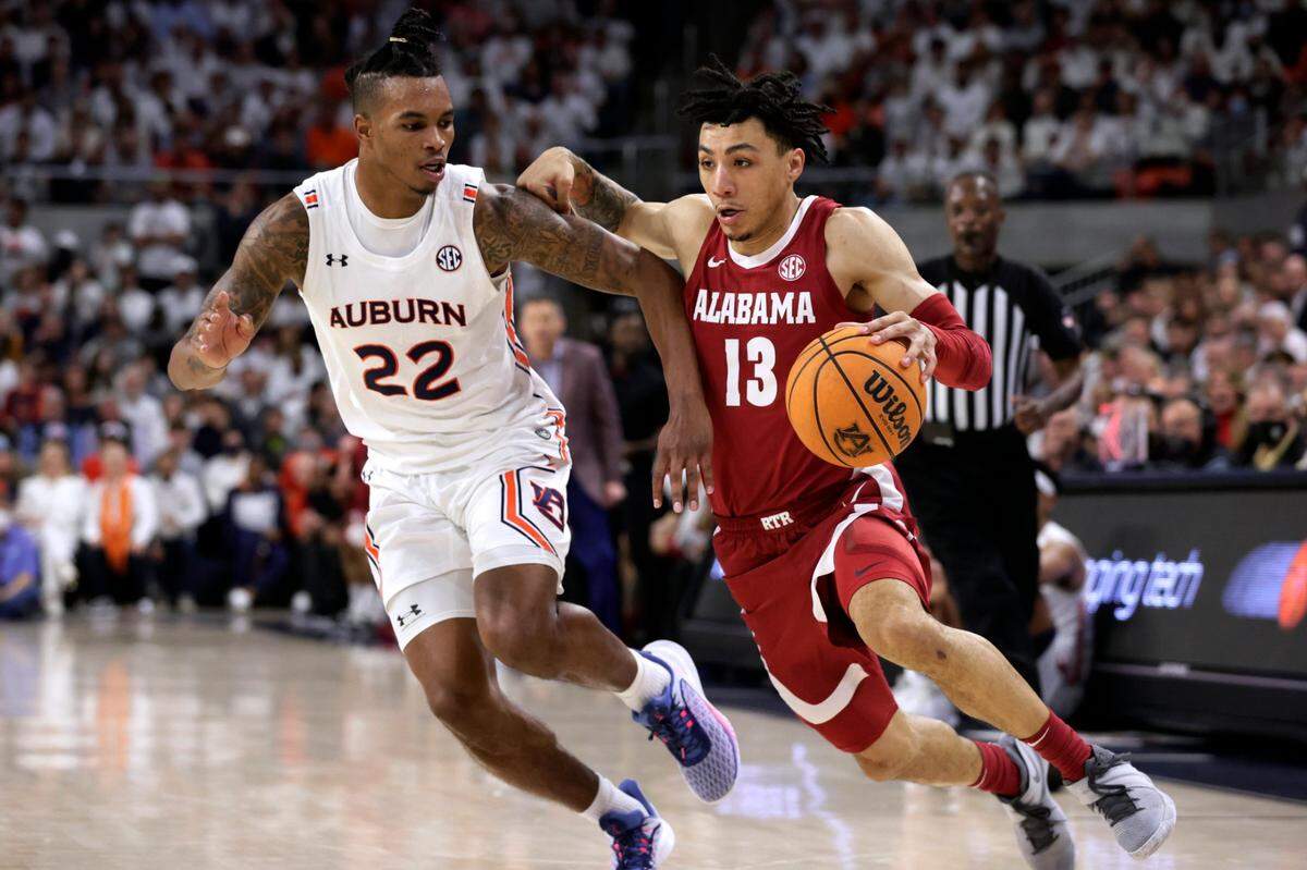 Alabama junior point guard Jahvon Quinerly (13) is averaging 14.8 points, 3.4 rebounds and a team-high 4.3 assists.