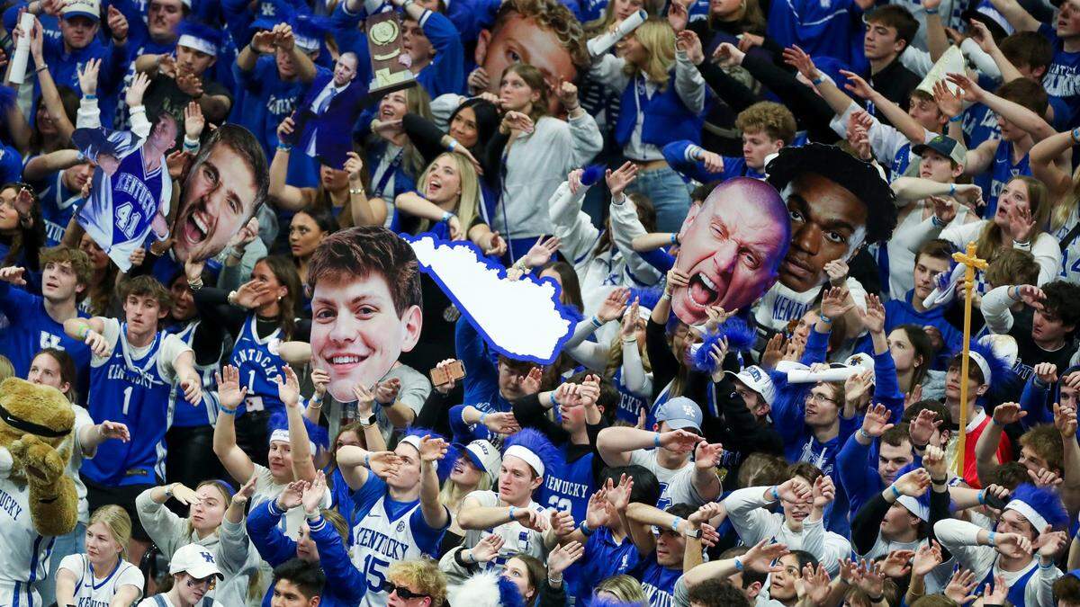 The eRUPPtion Zone, the UK student section, during Kentucky’s basketball game against Arkansas on Saturday, Feb. 1, 2025.