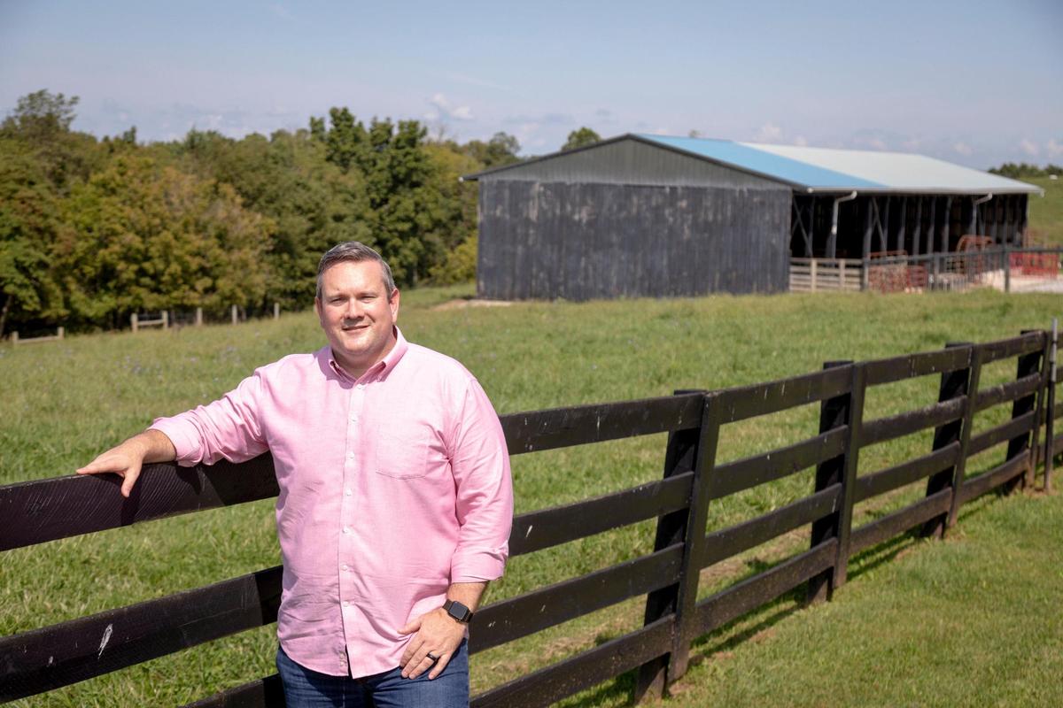 Josh Hicks, democratic candidate for the U.S. House in the 6th Congressional District poses for a photo at his family’s farm outside of Ewing, Ky., Thursday, September 10, 2020.