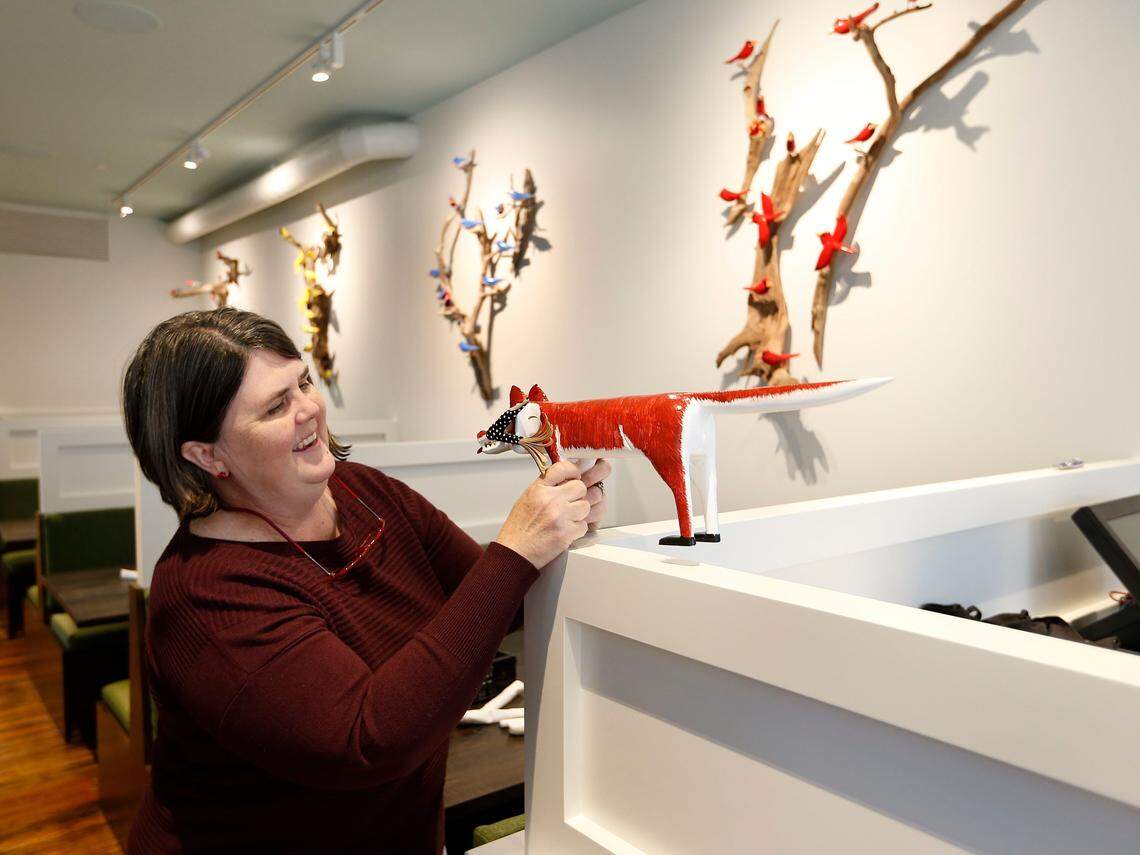 Ouita Michel in her restaurant, Zim’s, on the ground floor of the renovated Old Courthouse on Main Street in 2018. 