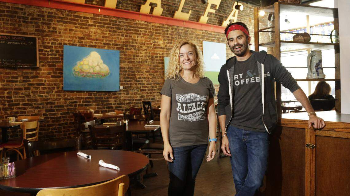 Cameron Heathcoat, left, and Salvador Sanchez at Alfalfa Restaurant on Main Street in Lexington on June 22, 2017.  They had intended to run the restaurant together.