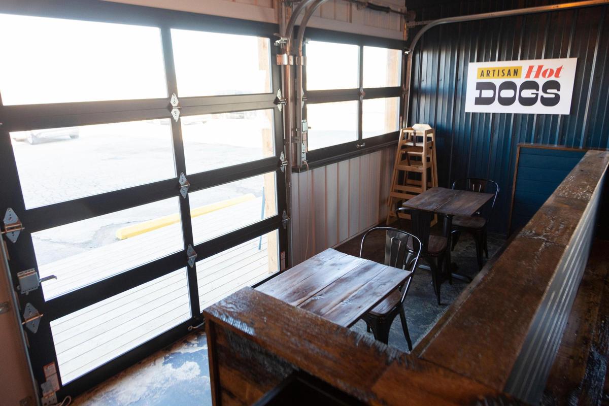 Boonedogs’ four garage-style doors can raise up and one will be used as a pick-up window for to-go orders.