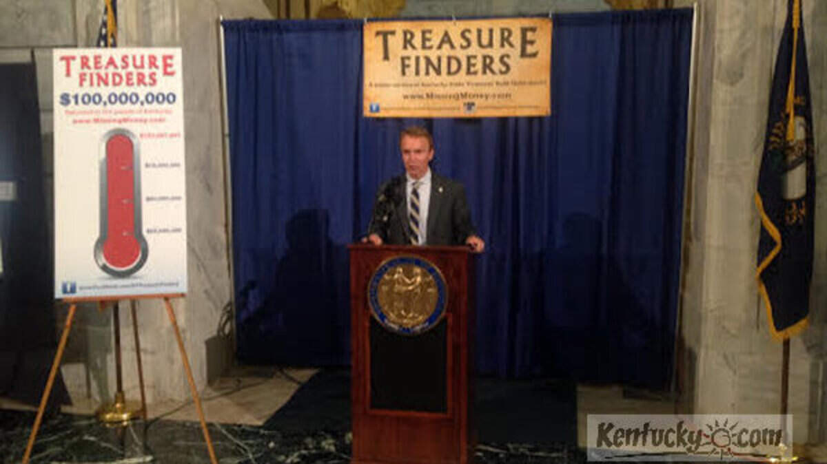 Kentucky Treasurer Todd Hollenbach spoke during a Capitol news conference Friday about how his office has returned more than $100 million in unclaimed property to its rightful owners during his six years in office. 
