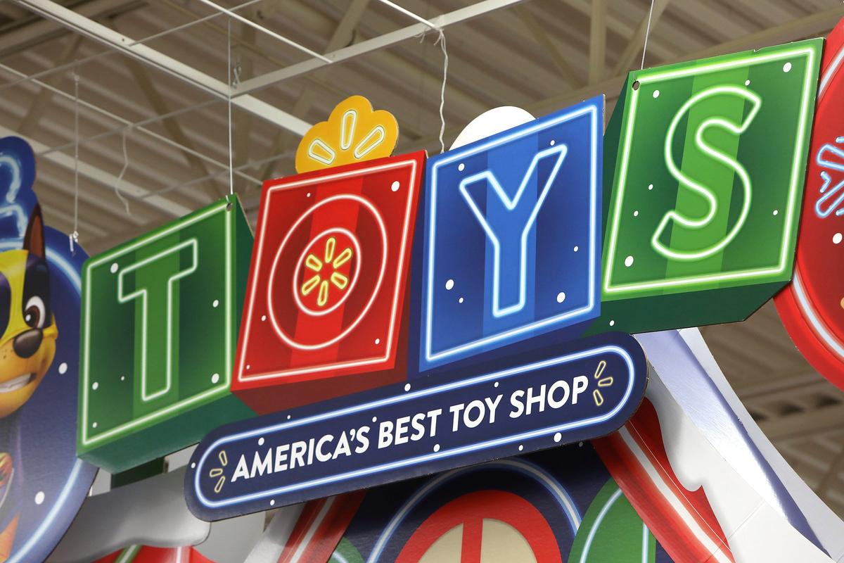 Sign in toy department Tuesday at Walmart in Hamburg shopping center.