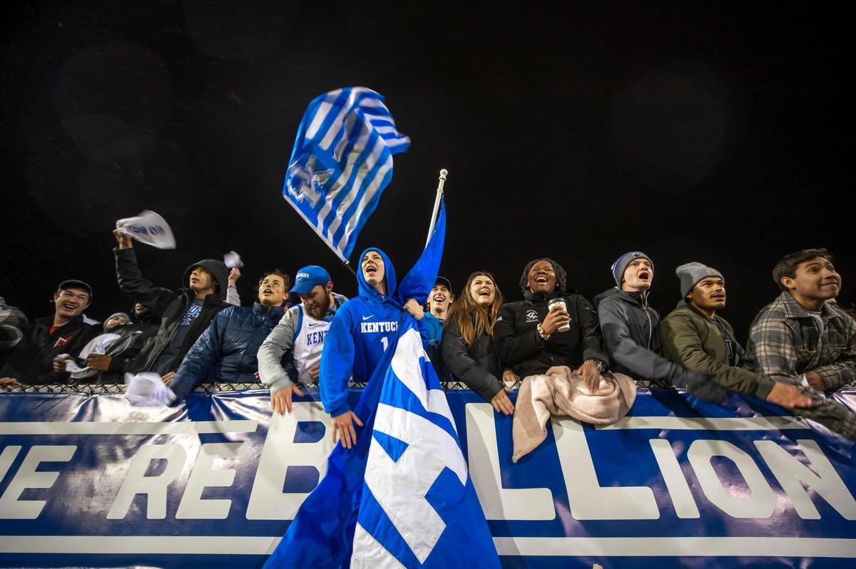 A home crowd announced at 1,708 cheers on the Wildcats during Sunday night’s NCAA Tournament match at UK.
