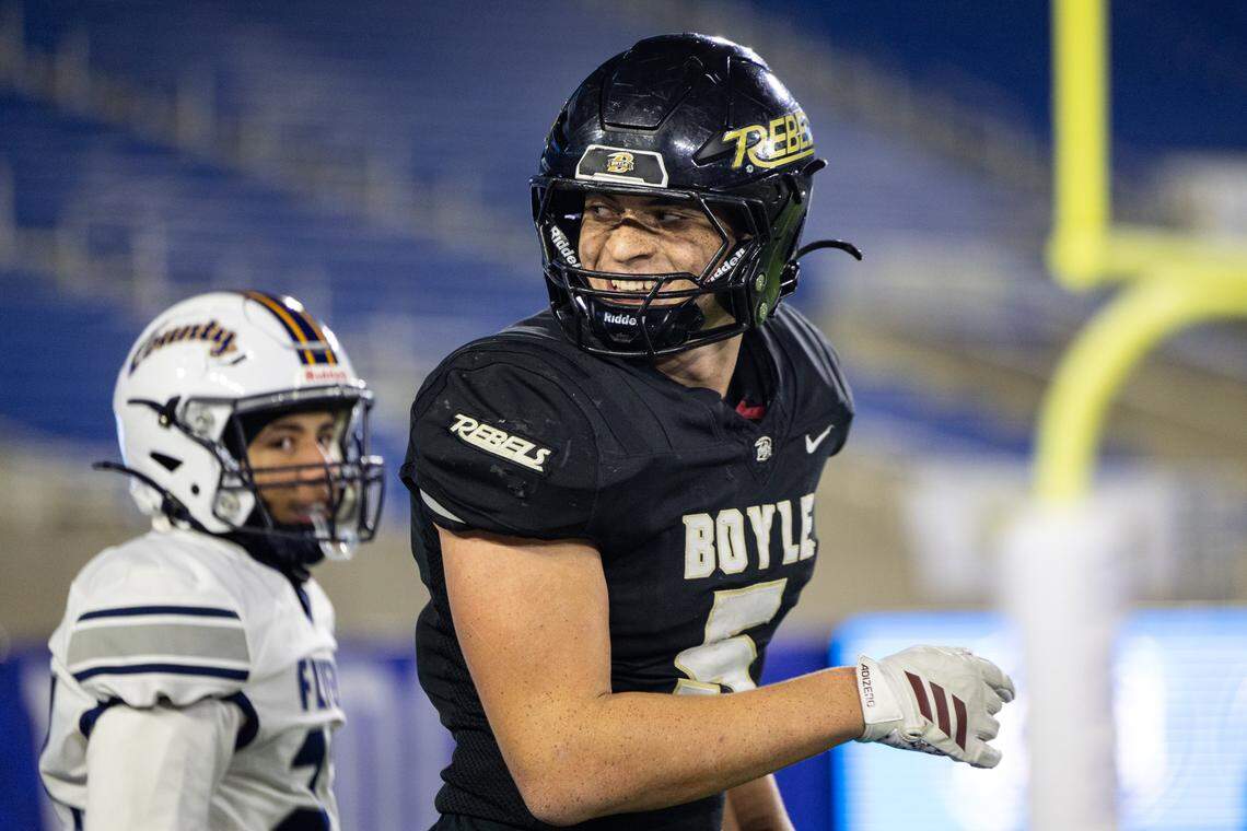 Boyle County's during UK HealthCare Sports Medicine State Football Finals on Friday, Dec. 5, 2025, at Kroger Field in Lexington, Ky.