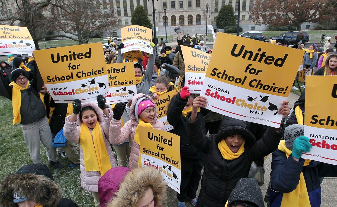 A few hundred students, parents, teachers, school administrators, and supporters, wearing signature yellow scarves, gathered Thursday morning for a rally at the State Capitol in Frankfort to celebrate school choice and National School Choice Week. State Treasurer Allison Ball, House Majority Floor Leader Rep. Bam Carney and Sen. Ralph Alvarado were among the speakers at the rally.