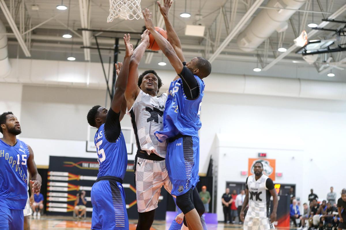 Former UK player Daniel Orton shot for Love is Loyalty Friday during The Basketball Tournament at Frederick Douglass High School. Photo by Matt Goins