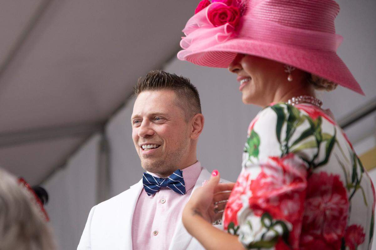 The Mix and Maryse take to the red carpet at Churchill Downs before the start of 149th Kentucky Derby in Louisville, Kentucky on Saturday, May 6, 2023.