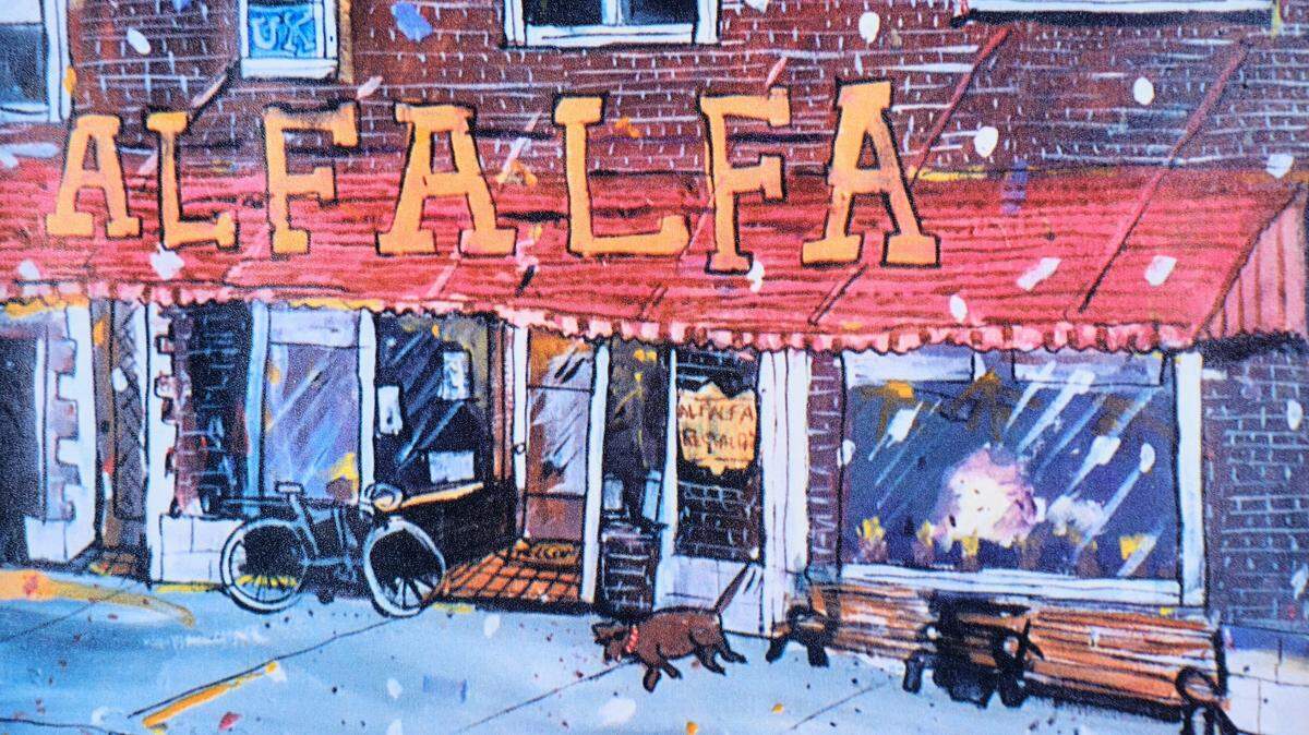 A painting of the former Alfalfa Restaurant by Mike Creech