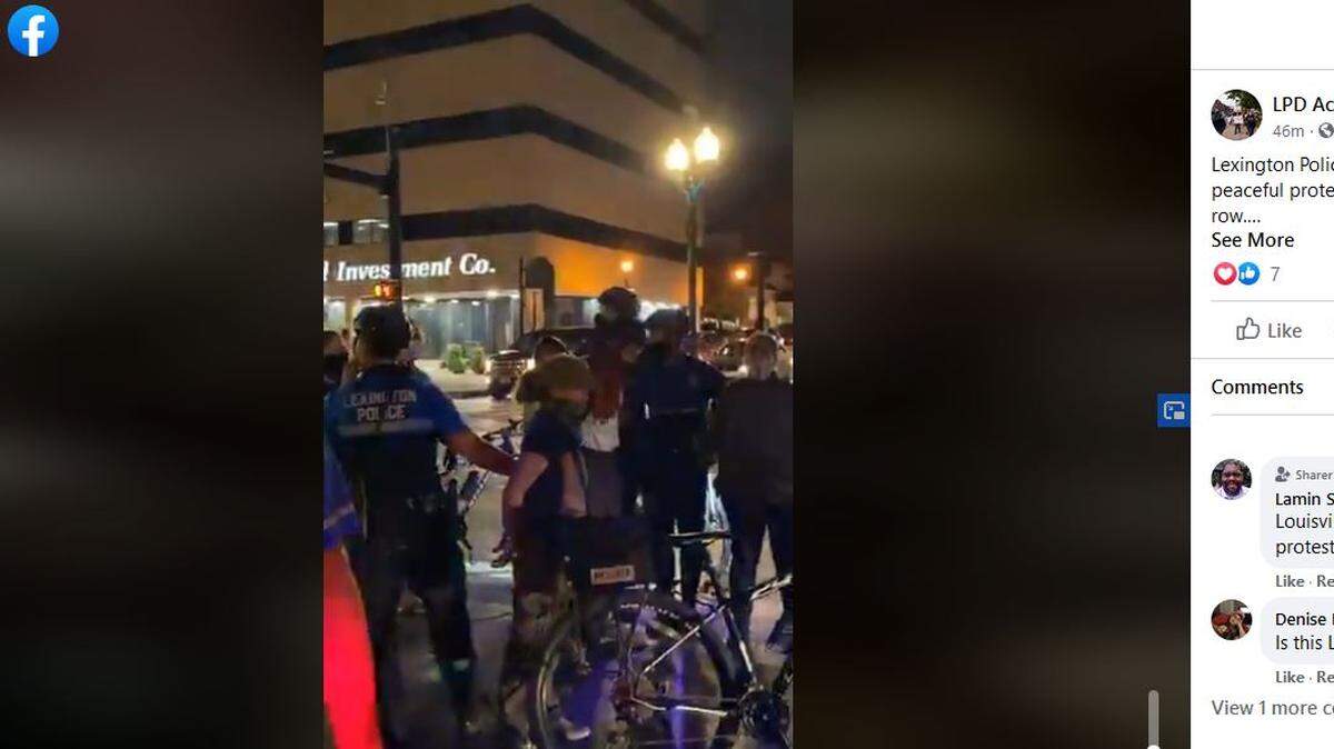 Lexington police arrested a small group of protesters in the intersection of Limestone and Vine streets Friday night. The group LPD Accountability shared live video of the arrests on its Facebook page.