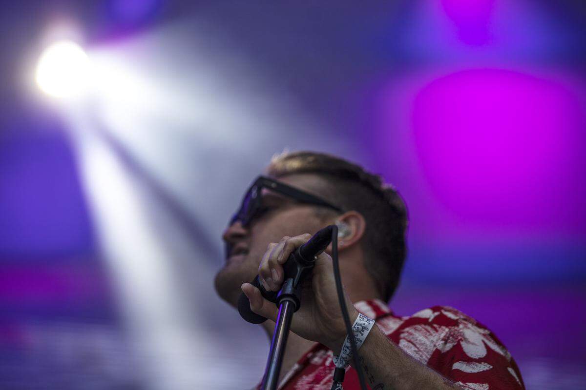 Nathan Willett, of the Cold War Kids, performs at the Forecastle Festival in Louisville, Ky., Friday, July 12, 2019.