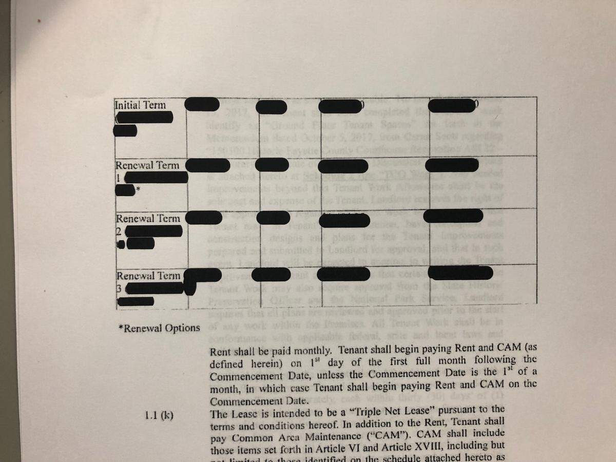 Historic Courthouse LLLP, the group that oversees the former Fayette County courthouse, released copies of leases between the city and the tenants in the courthouse but blacked out all financial information.