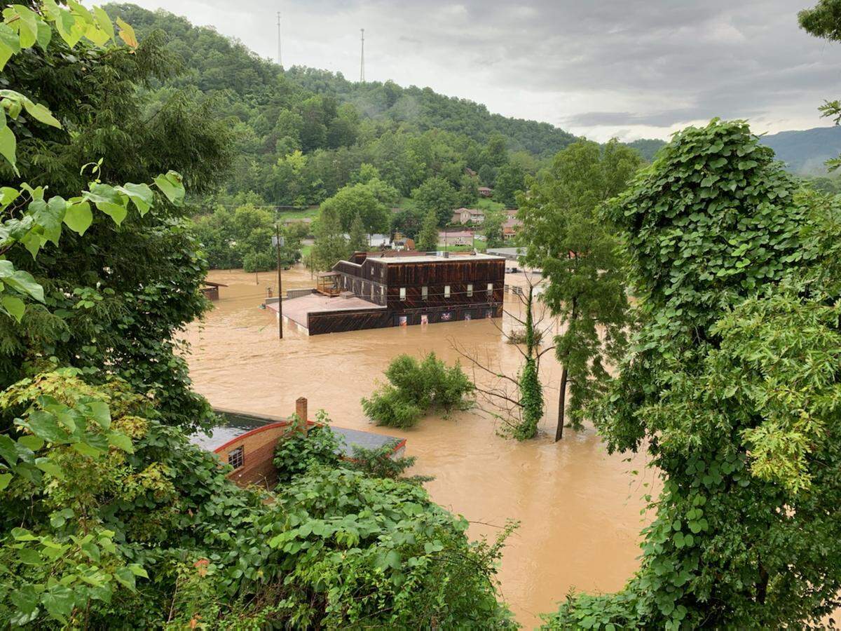 The Appalshop headquarters in downtown Whitesburg was completely inundated by floodwaters.