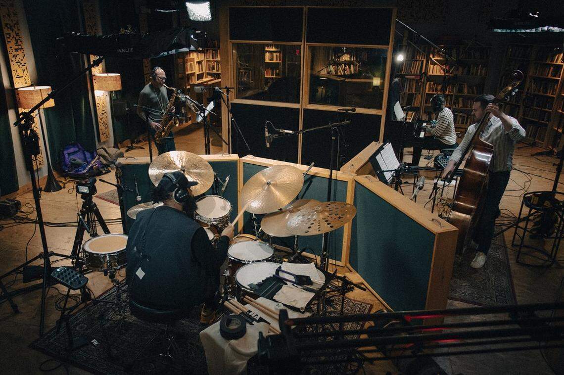 The Joshua Redman Quartet, clockwise from upper left: Joshua Redman (saxophone), Paul Cornish (piano), Philip Norris (bass) and Nazir Ebo (drums). The quartet will play Lexington’s Singletary Center.