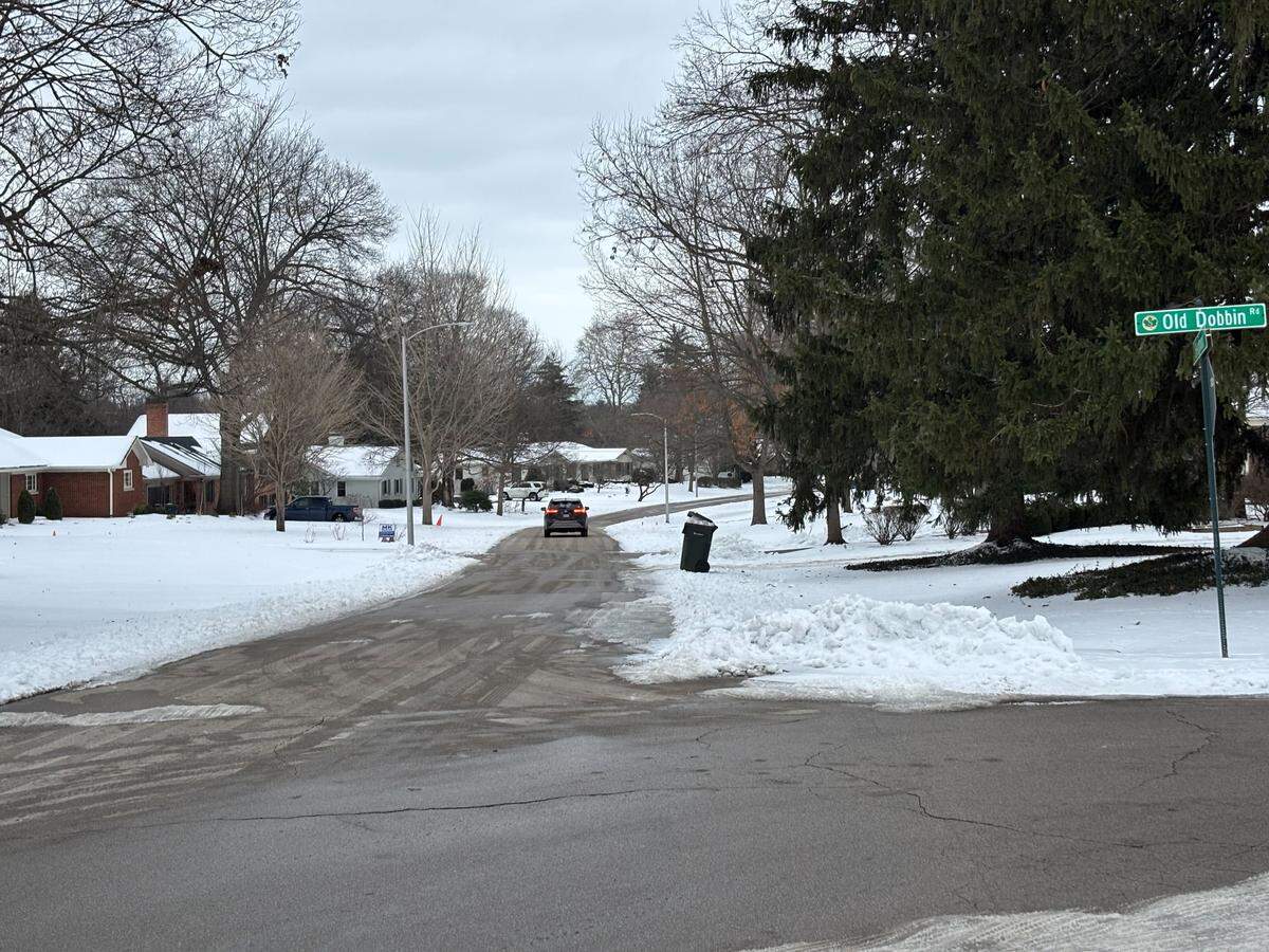 A vehicle travels down Beechmont Road on Monday, Feb. 2, 2026.