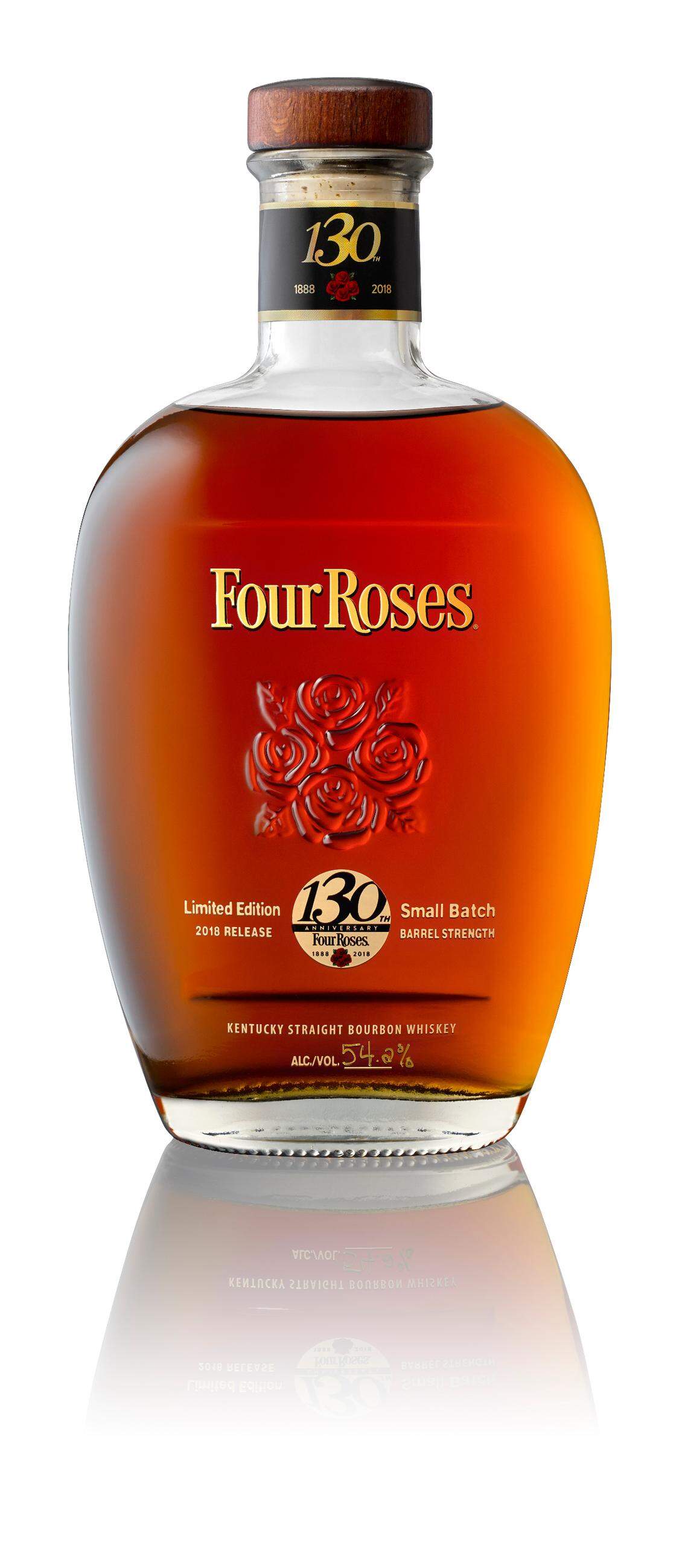 The Four Roses 130th Anniversary Limited Edition Small Batch bourbon is about $140 for a bottle, which is 108.3 proof.