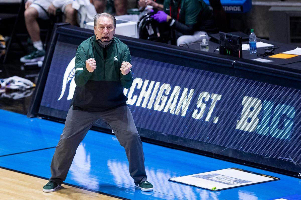 Michigan State Coach Tom Izzo and the Spartans got the Big Ten’s listless showing in the 2021 NCAA Tournament started with an 86-80 loss to UCLA in the First Four.