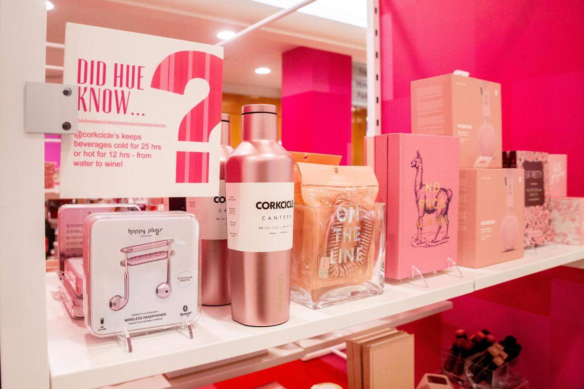 The pink items at Macy’s from the Story boutique features earbuds, canteens, lipsticks and more.