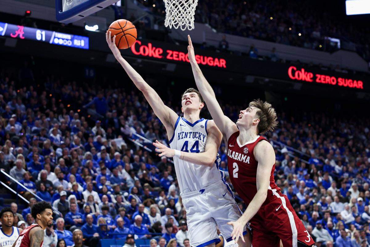 Kentucky big man Zvonimir Ivisic (44) had 18 points, five rebounds and four blocked shots in 20 minutes of playing time in UK’s 117-95 rout of then-No. 13 Alabama.