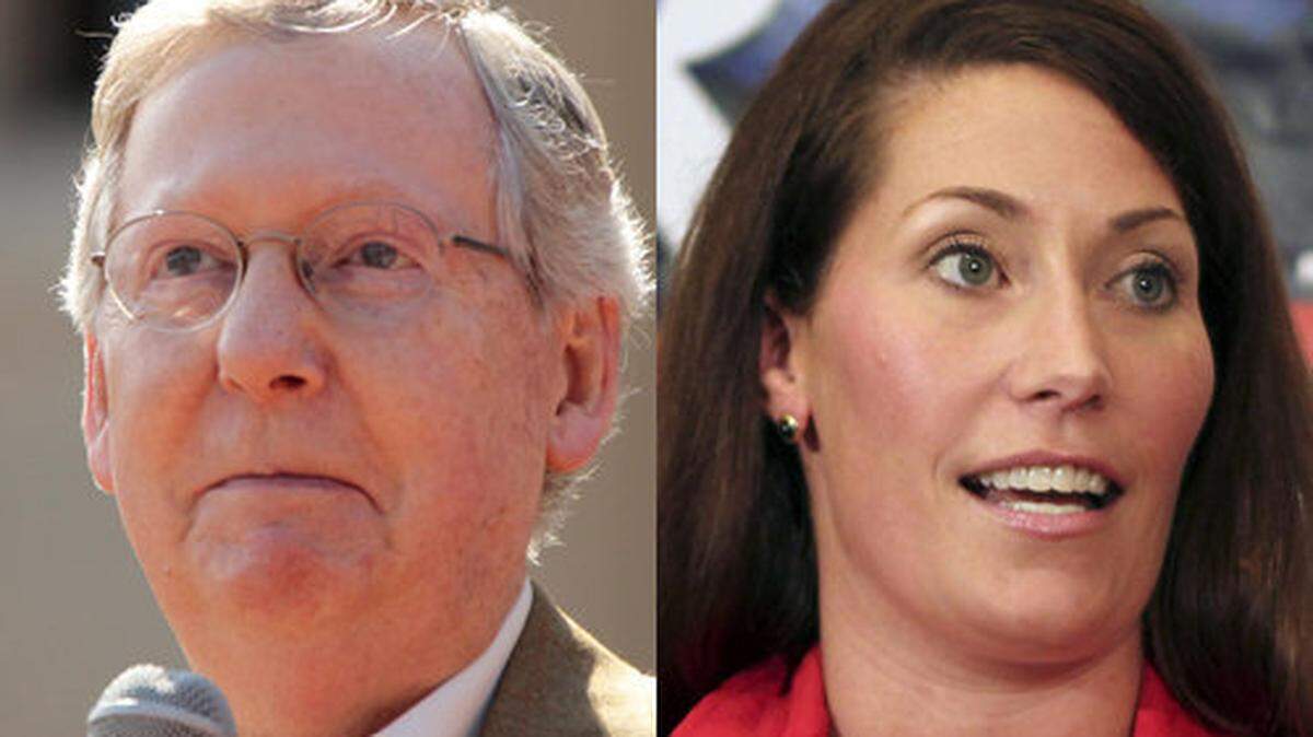 Sen. Mitch McConnell and likely Democratic challenger Alison Lundergan Grimes.