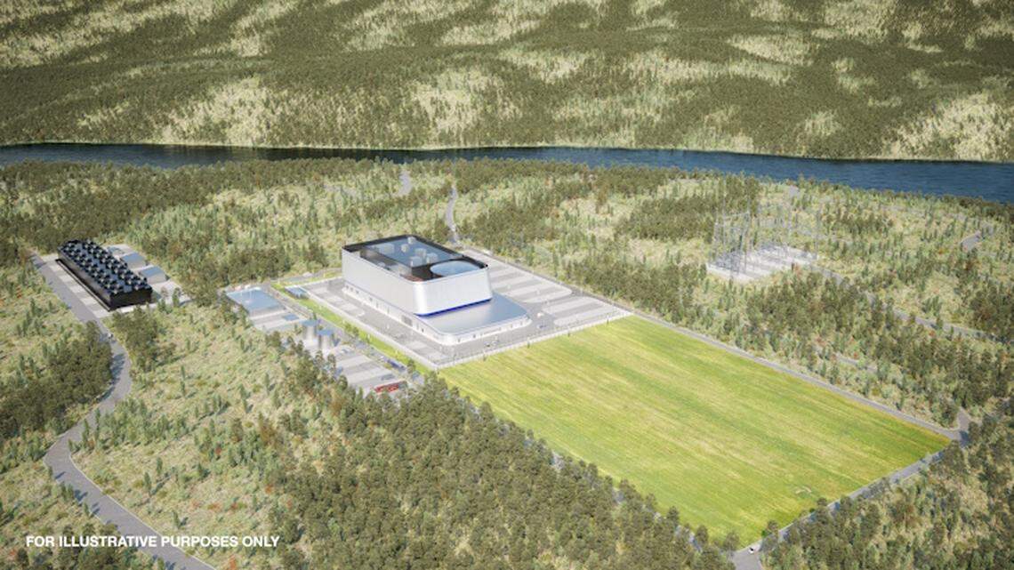 An artist’s rendering of a proposed small modular reactor at the Clinch River Nuclear Site west of Knoxville, Tenn.