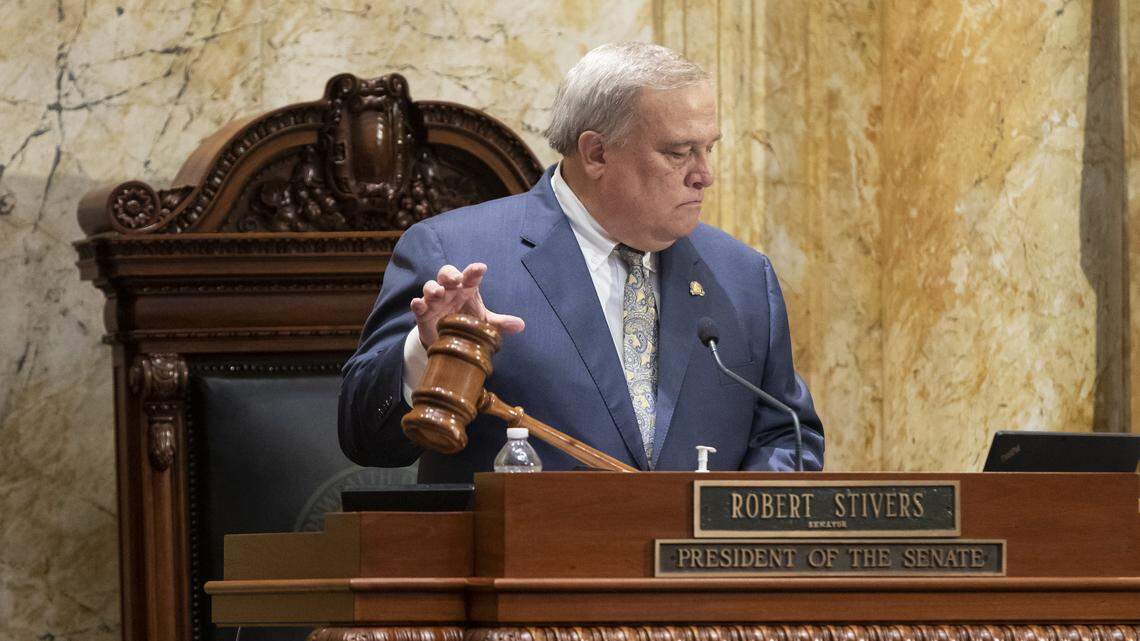 President of the Senate Robert Stivers calls the Senate into session during the opening day of the 2023 legislative session for the Kentucky General Assembly at the Capitol in Frankfort, Ky., Tuesday, January 3, 2023.