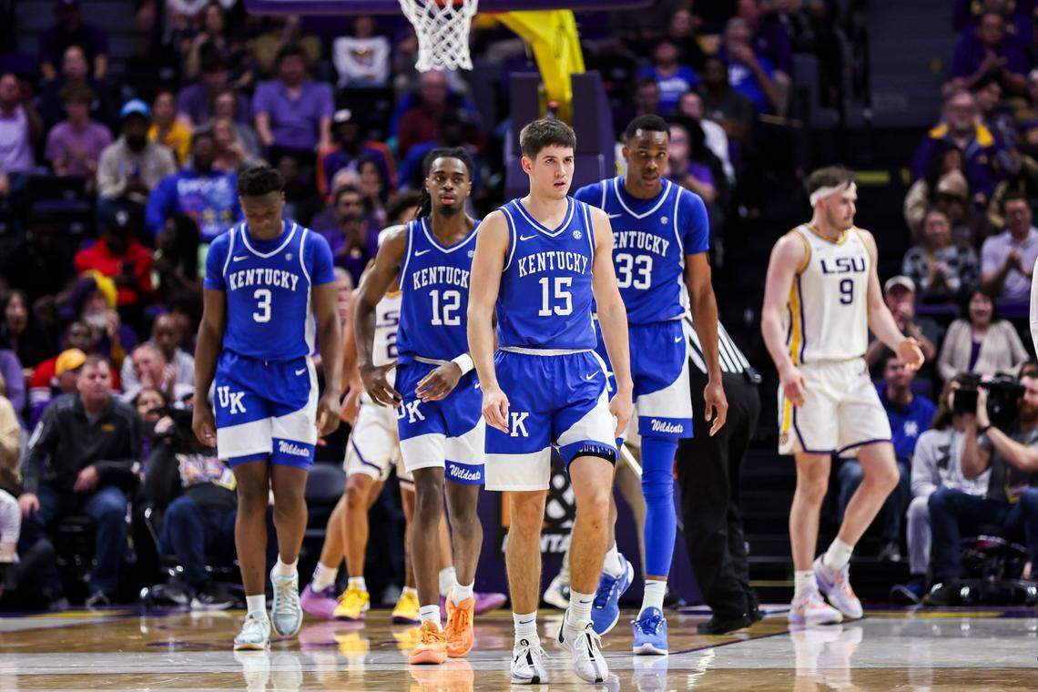 Kentucky blew a 15-point second-half lead in suffering its fifth SEC loss of the season Wednesday night.