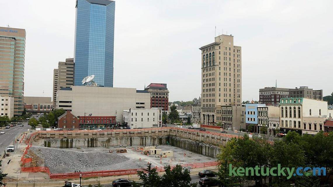 CentrePointe construction in downtown Lexington, Ky., on Aug. 5, 2014.  Photo by Pablo Alcala | Staff