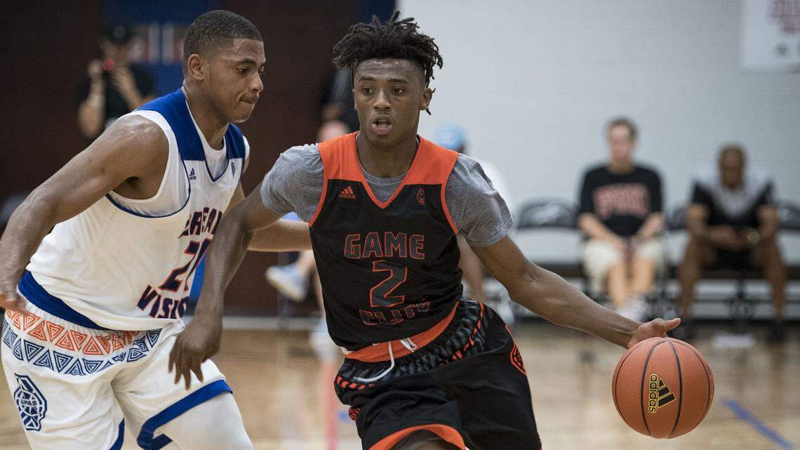 Ashton Hagans, right, committed to Kentucky in April. The top-rated point guard in the class of 2019 has reclassified to 2018 and will be able to play for the Wildcats this season.