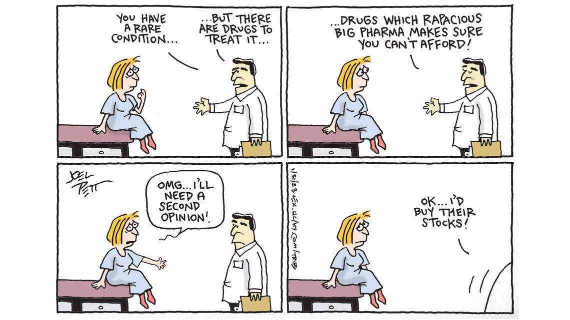 Joel Pett: In the grip of Big Pharma
