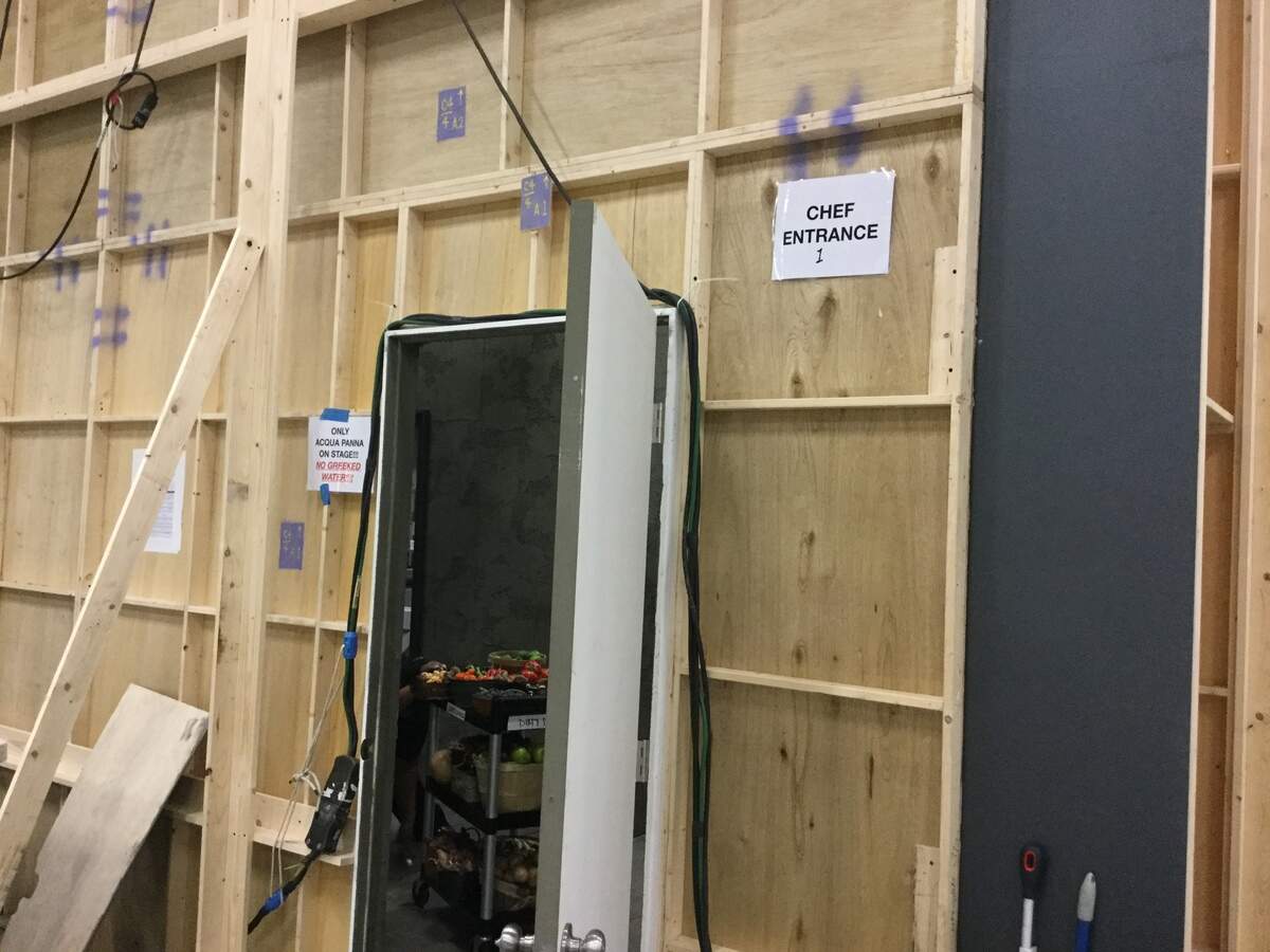 This is the door the cheftestants go through to walk onto the set of "Top Chef" Kentucky. The show has been filming in the state and will continue into June with locations in Lexington, Louisville and Lake Cumberland.