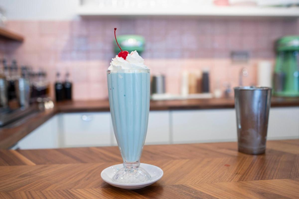 A cotton candy shake at Freshie’s Ice Cream & Soda Fountain.