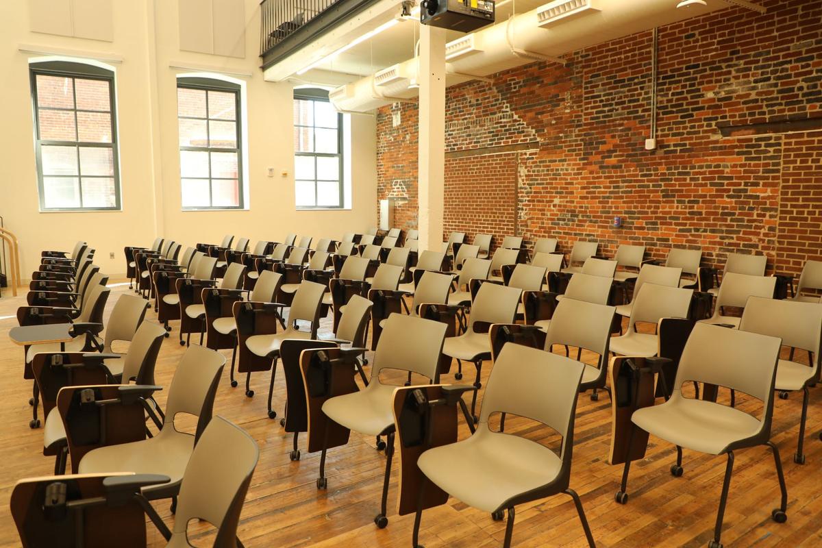 A classroom in the historic Gray Design Building at the University of Kentucky on August 9, 2024. The classroom includes technology to allow students to share their digital work for feedback.