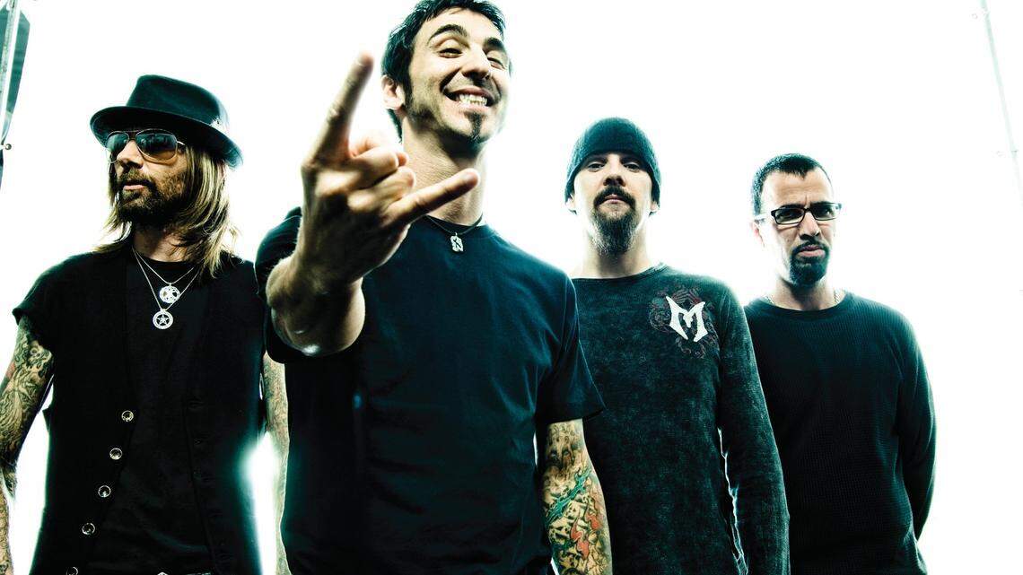 Godsmack consists of Shannon Larkin, left, Sully Erna, Robbie Merrill and Tony Rombola.