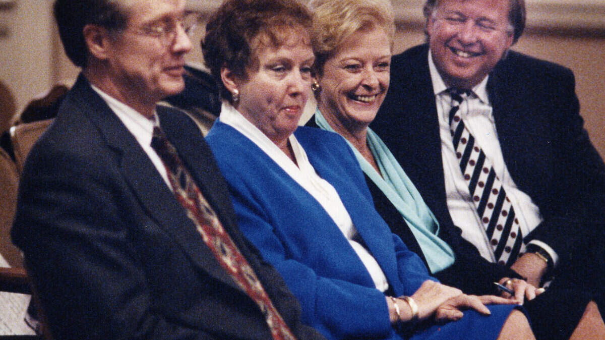 Joan and Jane Kincaid, with attorney Paul Sullivan, completed a settlement in 1993 regarding the estate of their father, Garvice Kincaid, and the sisters replaced the advisory committee of their father's trust. Jane Kincaid, right, died in 2010. Her sons now want changes to the current board.  