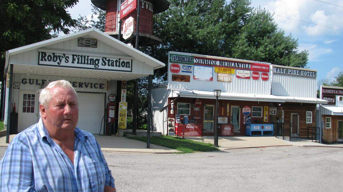 Charles "Punky" Beckett, 67, started creating Punkyville in 2003, when he built the service station. "I just kept adding on and adding on," he said. Now it's a destination for groups of schoolkids.          