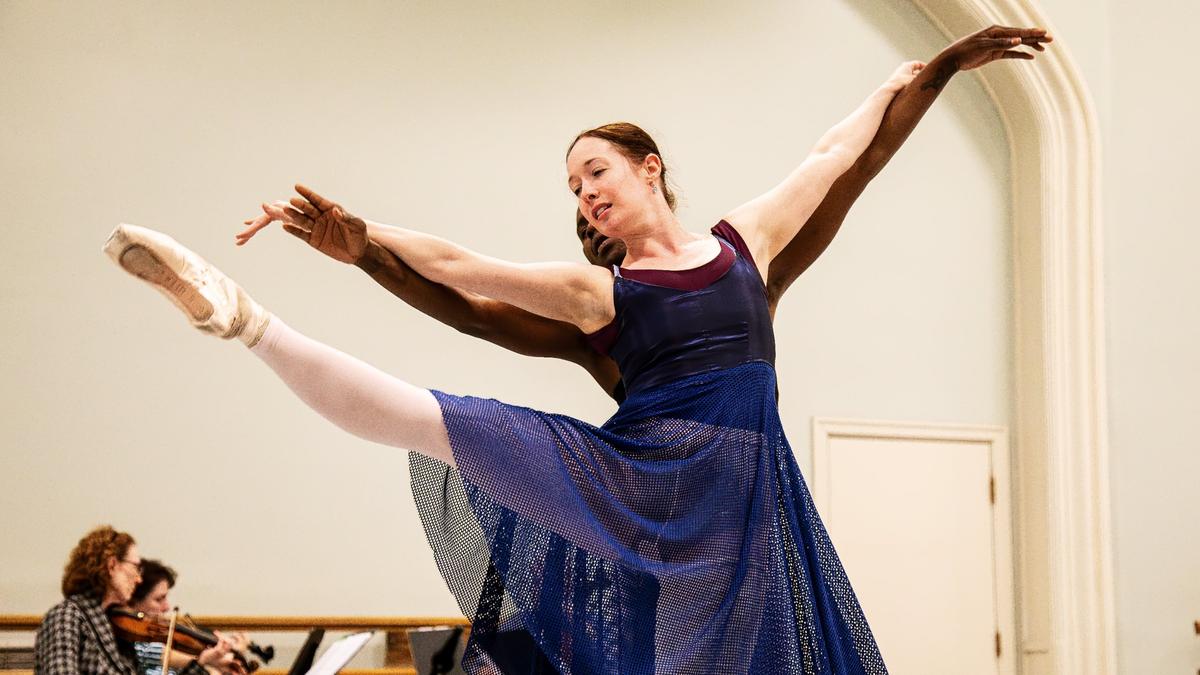 Dancers rehearse routines in preparation for the 50th anniversary season of the Lexington Ballet performing with cellist Ben Sollee and Lexington Philharmonic string quartet live at the Lexington Opera House.