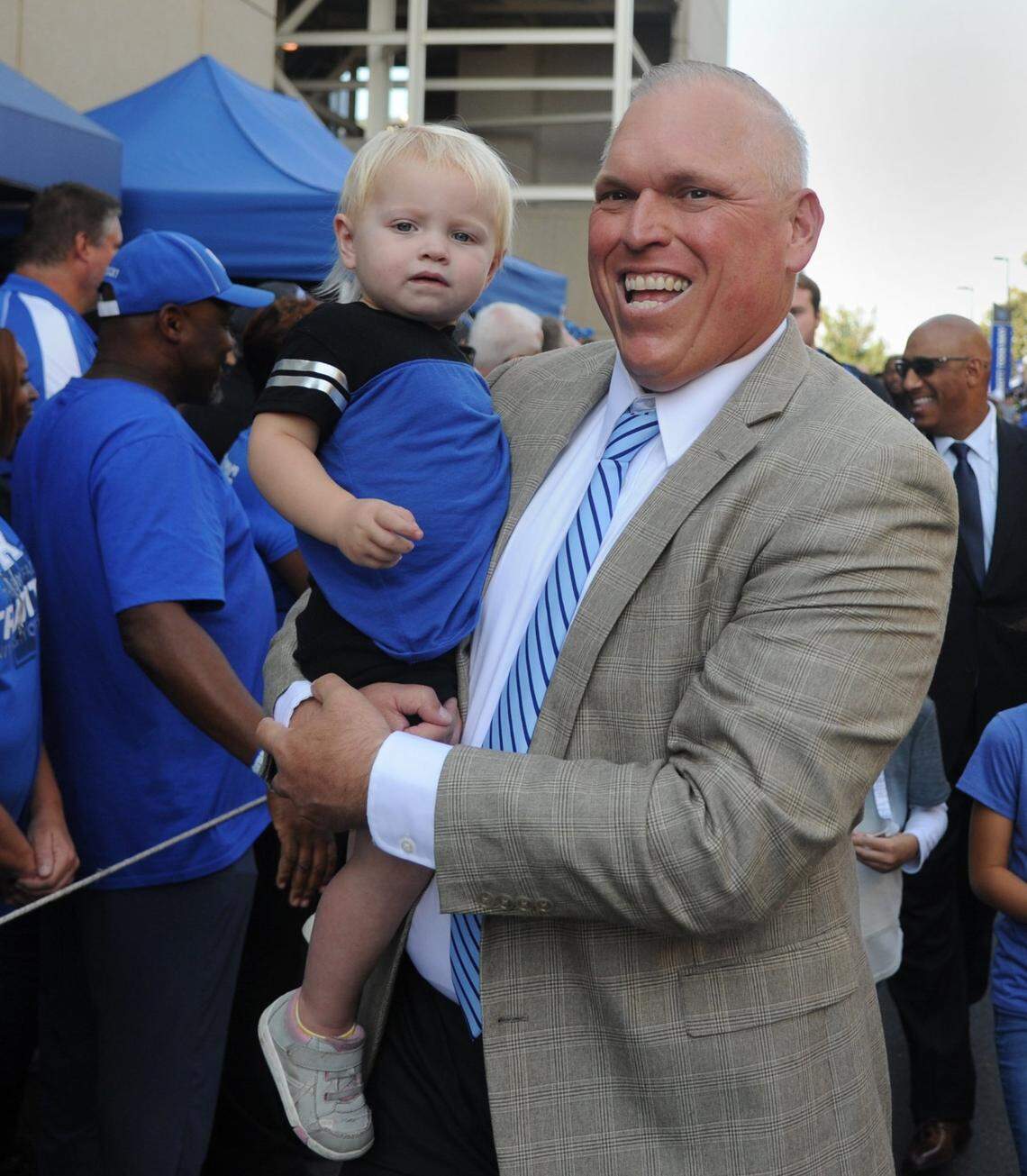 John Schlarman took part in the Cat Walk before Kentucky’s game against South Carolina in 2018. Schlarman is survived by his wife, Lee Anne, three sons (Joseph, Benjamin and Matthew) and a daughter (Evelyn).