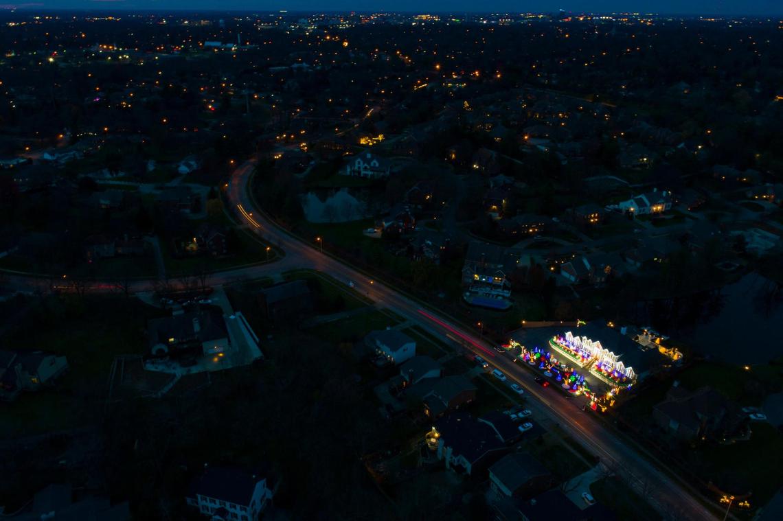 The home of Ron and Linda Tuner also known as the ÒWhite Christmas HouseÓ at 1008 Chinoe Road in Lexington, Ky., Friday, Nov. 27, 2020. The Turner’s have been elaborately decorating their home for Christmas for decades.
